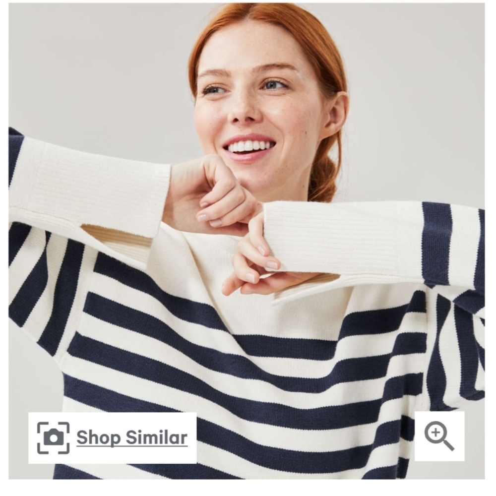 Joe Fresh Blue & Cream Crew Neck Sweater
